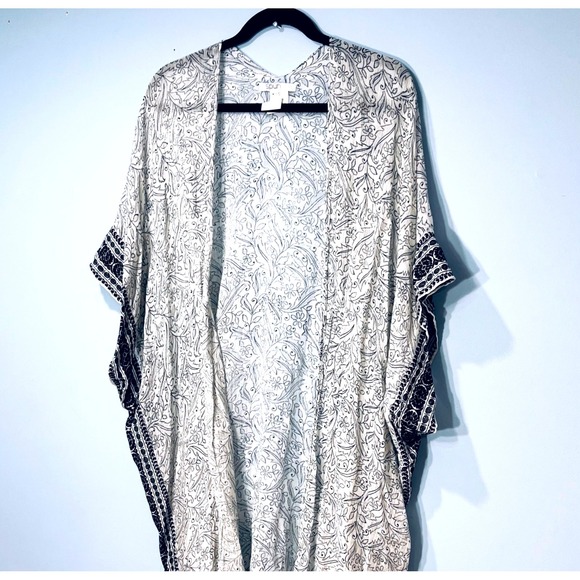 Sheer Kimono Wrap OS Tassels Boho Lightweight Beach‎ Coverup Lagenlook Layering - Picture 1 of 9